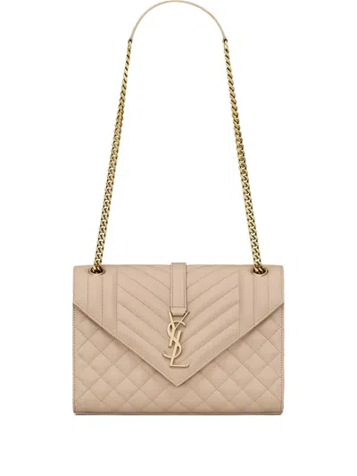 Saint Laurent Envelope Medium Shoulder Bag In Neutral