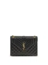 Saint Laurent Black Matelasse Lambskin Medium Envelope Bag In Black