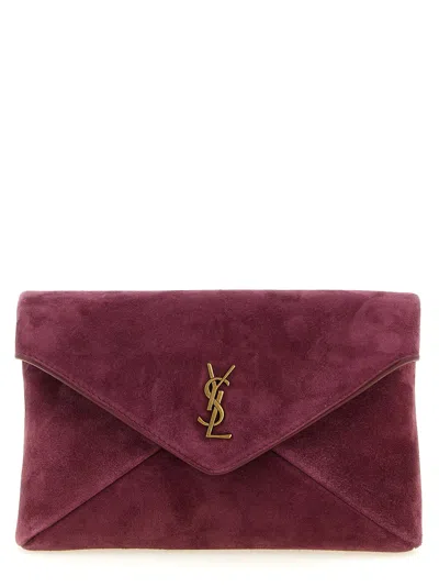 Saint Laurent 'envelope' Mini Crossbody Bag In Burgundy