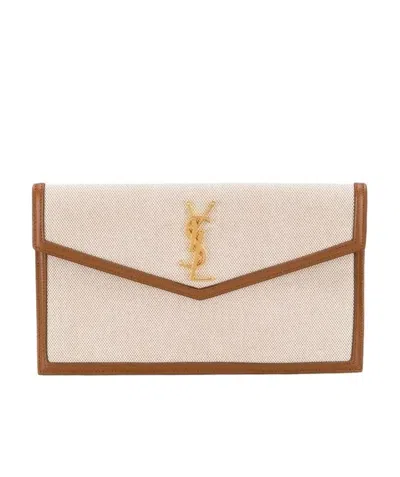 Saint Laurent Envelope Pouch Bag In Brown
