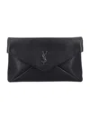 Saint Laurent Cassandre Large Black Envelope Clutch Bag With Logo In Black