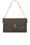 Saint Laurent Envelope Pouch On Chain In Brown