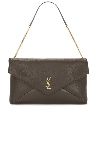 Saint Laurent Envelope Pouch On Chain In Brown