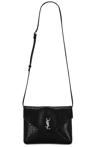 Saint Laurent Envelope Pouch On Strap In Nero