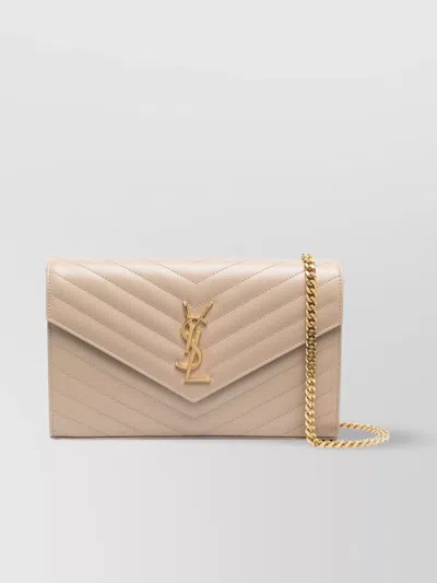 Saint Laurent Envelope Poudre Grain Monogram Shoulder Bag