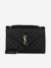 Saint Laurent Envelope Medium Quilted Textured-leather Shoulder Bag In Black
