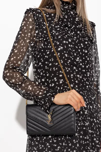 Saint Laurent 'envelope' Shoulder Bag In Black