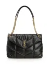 Saint Laurent Loulou Puffer Small Leather Shoulder Bag In Black