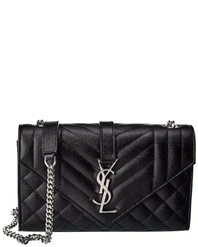 Saint Laurent Envelope Small Leather Crossbody In Black