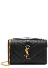 Saint Laurent Envelope Small Quilted Leather Shoulder Bag In Black