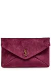 Saint Laurent Envelope Suede Clutch In Red