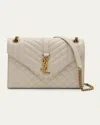 Saint Laurent Envelope Triquilt Medium Ysl Shoulder Bag In Smooth Quilted Leather In Black Vintage