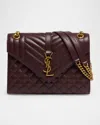 Saint Laurent Envelope Triquilt Medium Ysl Shoulder Bag In Smooth Quilted Leather In Orange