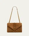 Saint Laurent Envelope Triquilt Medium Ysl Shoulder Bag In Suede