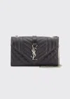 Saint Laurent Envelope Triquilt Small Ysl Shoulder Bag In Grained Leather In Black