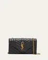 Saint Laurent Envelope Triquilt Small Ysl Shoulder Bag In Smooth Leather In Black