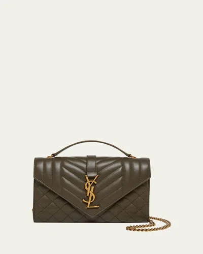 SAINT LAURENT ENVELOPE TRIQUILT SMALL YSL SHOULDER BAG IN SMOOTH LEATHER