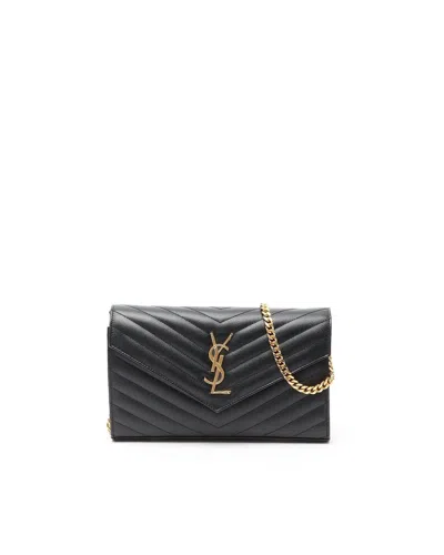 Saint Laurent Envelope Wallet On Chain Bag In Black