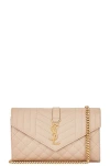 Saint Laurent Envelope Wallet On Chain Bag In Dark Beige & Dark Brown