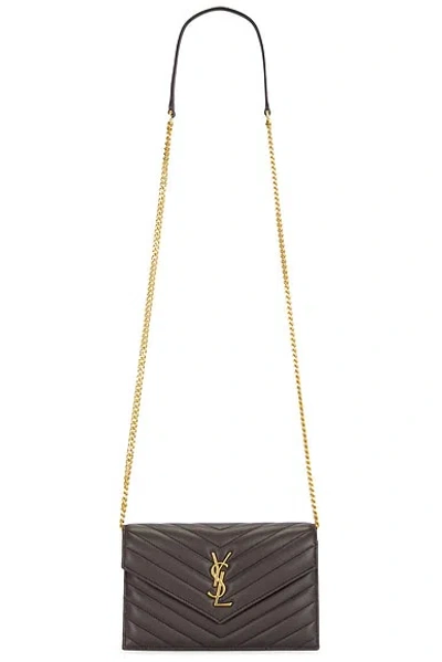 Saint Laurent Envelope Wallet On Chain Bag In Brown
