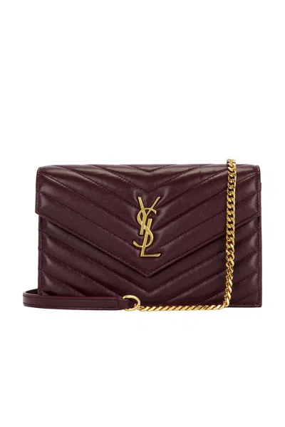 Saint Laurent Envelope Wallet On Chain In Burgundy