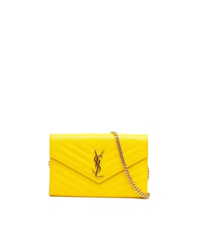 Saint Laurent Envelope Wallet On Chain In Yellow