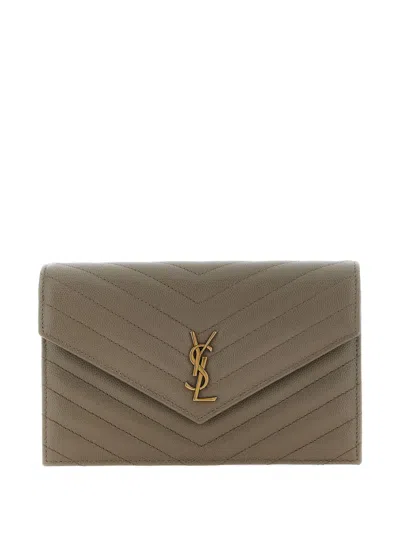 Saint Laurent Envelope-design Cross Body Bag In Gray