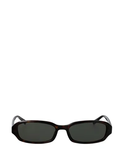 Saint Laurent Erin Rectangle-frame Sunglasses In Brown