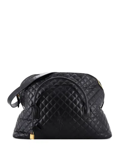Pre-owned Saint Laurent Es Giant Quilted Leather Travel Bag In Black