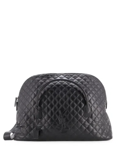 Pre-owned Saint Laurent Es Giant Quilted Leather Travel Bag In Black