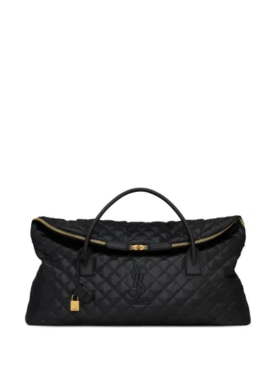 Saint Laurent Quilted Maxi Duffle Bag In 1000 -nero