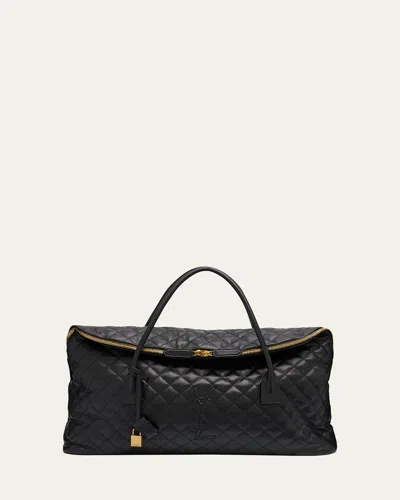 Saint Laurent Es Giant Travel Bag In Smooth Quilted Leather With Gold Hardware
