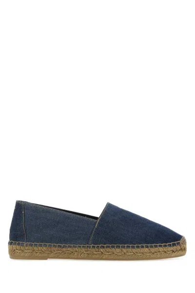 Saint Laurent Denim Woven Sole Espadrilles In 4110