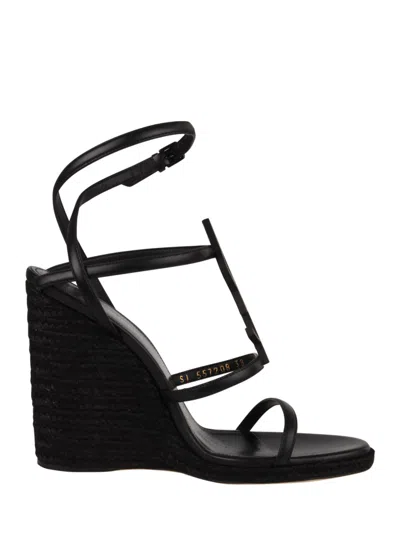 Saint Laurent 100mm Cassandra Sandals In Nero