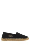 Saint Laurent Canvas Slip-on Espadrilles With Embroidered Logo Detail In Black
