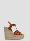 Saint Laurent Tribute Woven Leather Espadrille Wedge Sandals