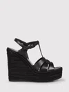 Saint Laurent Tribute Woven Leather Espadrille Wedge Sandals