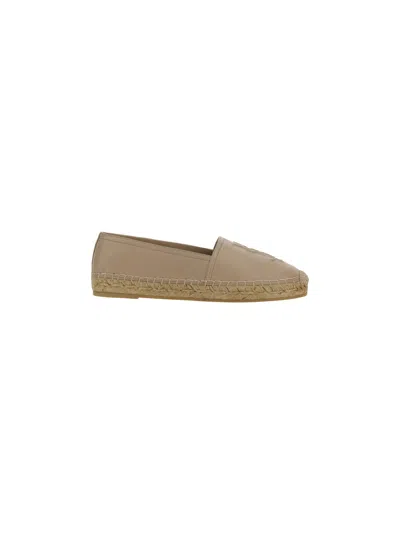 Saint Laurent Logo-embossed Leather Espadrilles In Neutral