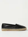 Saint Laurent Logo Leather Espadrilles Flat Shoes Black In Animal Print