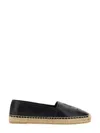 Saint Laurent Logo-embossed Leather Espadrilles In Black