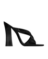 Saint Laurent Eva Mules In Glazed Leather In Black
