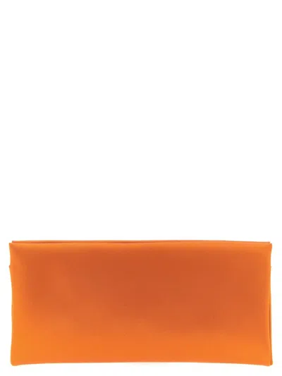 Saint Laurent Rectangular Clutch Featuring Chain Detail In Orange