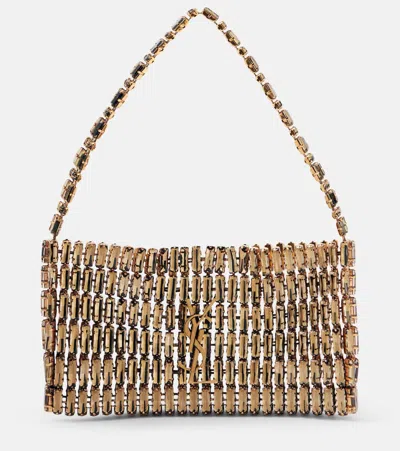 Saint Laurent Evening Mini Embroidered Shoulder Bag In Silver