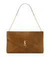 Saint Laurent Extra Extra Large Suede Cassandre Envelope Wallet On Chain In Black