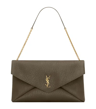 Saint Laurent Extra-large Cassandre Envelope Pouch In Green