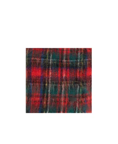 Saint Laurent Checked Fringed Scarf In Multiple Colors