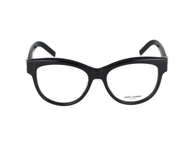Saint Laurent Eyewear Square Frame Glasses In Black Black Transparent