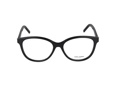 Saint Laurent Eyewear Square Frame Glasses In Black Black Transparent