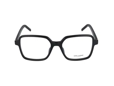 Saint Laurent Square-frame Acetate Glasses In Black Black Transpare