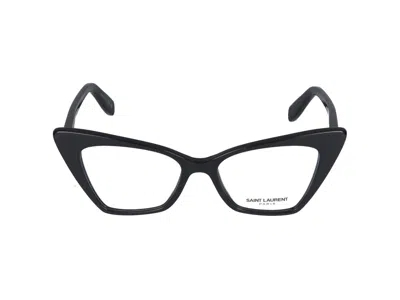 Saint Laurent Eyeglasses In Black Black Transparent